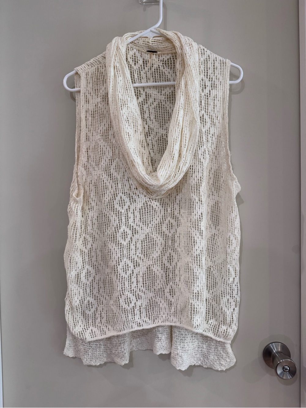 Free People Ivory Lace Crochet Drape Neck top